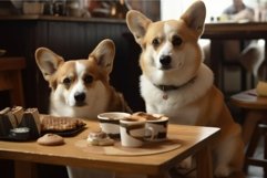 Corgi dog cafe. Generate Ai Product Image 1