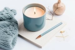 Cozy candles sketchbook shot. Generate Ai Product Image 1