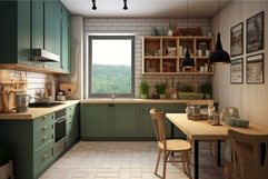 Cozy modern kitchen design. Generate Ai Product Image 1