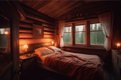 Cozy old room rain. Generate Ai Product Image 1