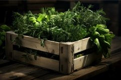 Verdant Crate aromatic herbs. Generate Ai Product Image 1