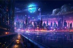 Futuristic cyberpunk city night. Generate Ai Product Image 1
