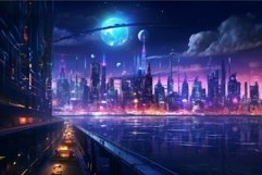 Futuristic cyberpunk city night. Generate Ai Product Image 1