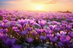 Radiant Sunny crocus field. Generate AI Product Image 1