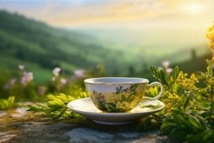 Delicate Nature tea cup. Generate Ai Product Image 1