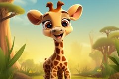 Playful Cute baby giraffe. Generate Ai Product Image 1