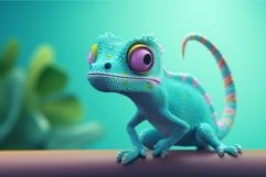 Cute chameleon on tree branch. Generate Ai Product Image 1