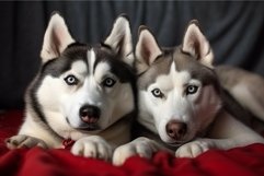 Cute huskies together studio photo shot. Generate Ai Product Image 1