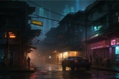 Cyberpunk city night street. Generate Ai Product Image 1