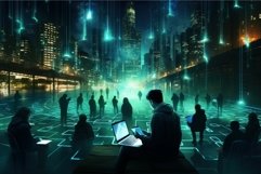 Vibrant Digital house community night. Generate Ai Product Image 1
