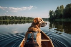 Dog lake rescue lifeguard. Generate ai Product Image 1