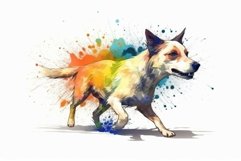 Dog run watercolor splash. Generate Ai Product Image 1