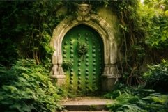 Verdant Door green garden. Generate Ai Product Image 1