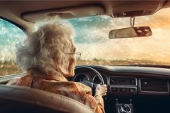 Driver old woman windshield view. Generate Ai Product Image 1