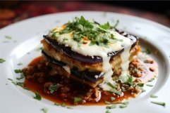 Hearty Eggplant lasagnas. Generate Ai Product Image 1