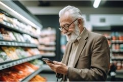 Elderly pleased man shopping online. Generate ai Product Image 1