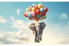 Elephant flying balloons. Generate ai Product Image 1