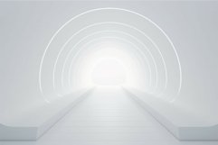 Empty white tunnel bright color contrast. Generate Ai Product Image 1