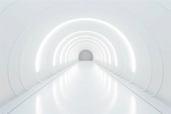 Empty white tunnel bright contrast white hall. Generate Ai Product Image 1