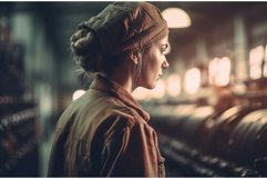 Factory vintage woman worker early morning. Generate Ai Product Image 1