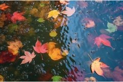 Fall leaves in pond. Generate ai Product Image 1