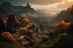 Fantasy landscape town. Generate Ai Product Image 1