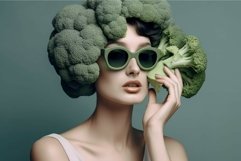 Fashion woman brunch broccoli head. Generate Ai Product Image 1