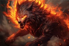 Vivid Fiery wolf fantasy. Generate Ai Product Image 1