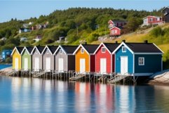 Fisherman colorful huts. Generate Ai Product Image 1