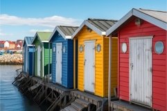 Fisherman colorful huts row. Generate Ai Product Image 1