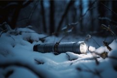 Flashlight snow forest. Generate Ai Product Image 1