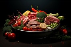 Savory Food bowl meat vegetables. Generate Ai Product Image 1