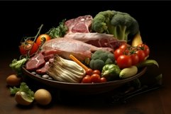 Delicious Food bowl meat vegetables. Generate Ai Product Image 1