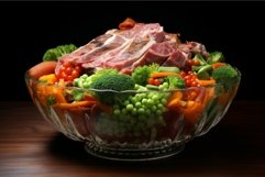 Seasoned Food bowl meat vegetables. Generate Ai Product Image 1