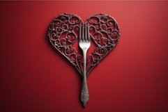 Whimsical Forks heart valentine dish. Generate Ai Product Image 1