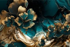 Fractal golden flowers. Generate Ai Product Image 1