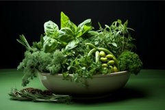 Aromatic Fresh herbs bowl. Generate Ai Product Image 1