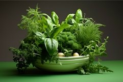 Organic Fresh herbs bowl. Generate Ai Product Image 1