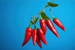Fresh peppers on blue background. Generate Ai Product Image 1