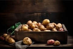 Fresh potatoes table food. Generate Ai Product Image 1