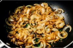 Fried onions in pan. Generate Ai Product Image 1