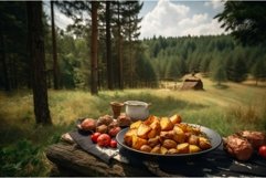 Fried potato plate on table in heart of nature. Generate ai Product Image 1