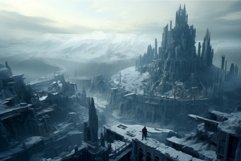 Enchanting Frozen city winter. Generate Ai Product Image 1