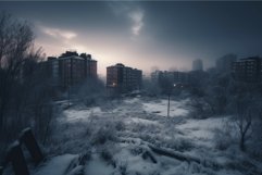 Frozen city winter street. Generate Ai Product Image 1