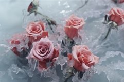 Chilled Frozen ice flowers. Generate Ai Product Image 1