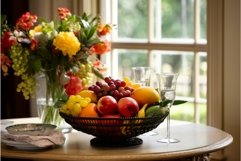 Colorful Fruit basket dining room. Generate Ai Product Image 1