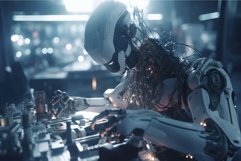 Futuristic robot busy. Generate Ai Product Image 1