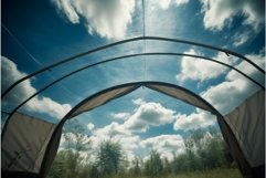 Garden tent view blue sky. Generate Ai Product Image 1