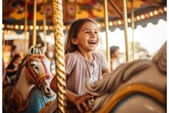 Happy girl on colorful carousel. Generate ai Product Image 1