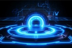 Radiant Glowing cyber target circle. Generate Ai Product Image 1